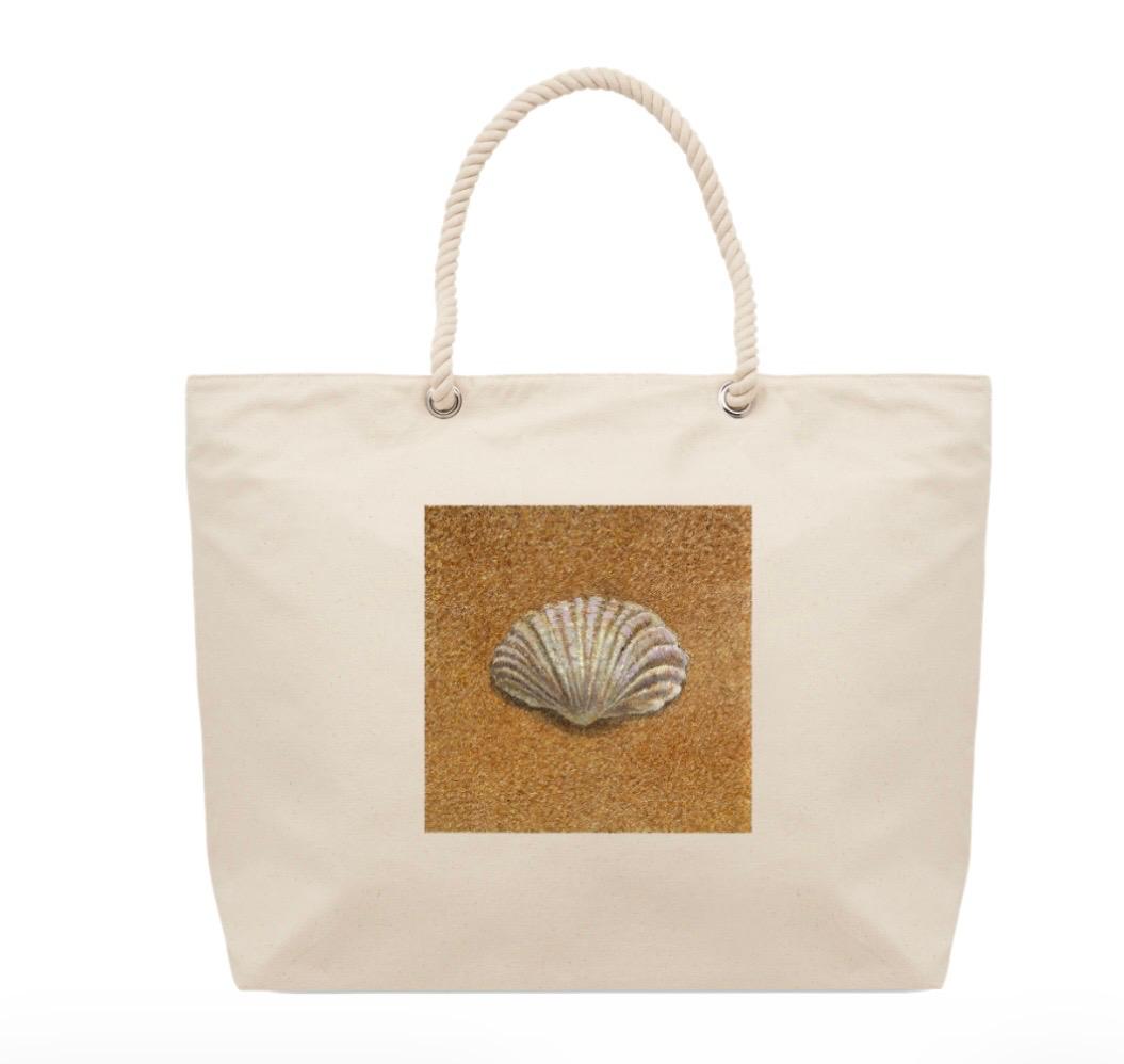 Kunsttas met schelpdesign — strandkoeltas
